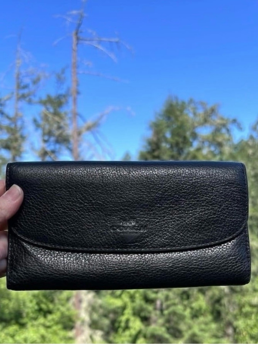 VINTAGE COACH Women's Trifold Wallet in Pebble Leather Credit Card Holder